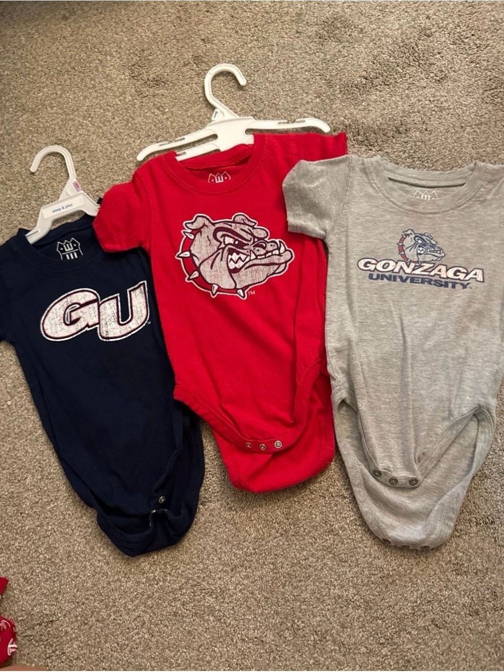 Gonzaga University Onesies set of 3, size 18M